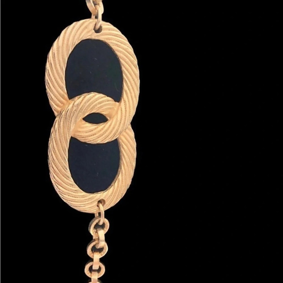 Vintage Accessocraft Brown Cabochon Gold Tone Station Necklace - Picture 3 of 5